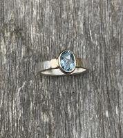 R-278 Faceted Blue Topaz Sterling silver and 14K Gold Ring by Kenneth Pillsworth