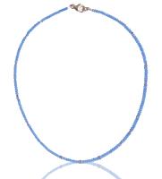 N-359 Faceted Blue Chalcedony and Gold Filled beaded Necklace by Kenneth Pillsworth