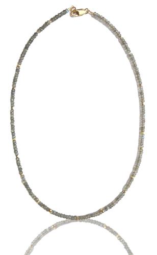 N-334 Labradorite and 14K Gold Filled Beaded Necklace by Kenneth Pillsworth