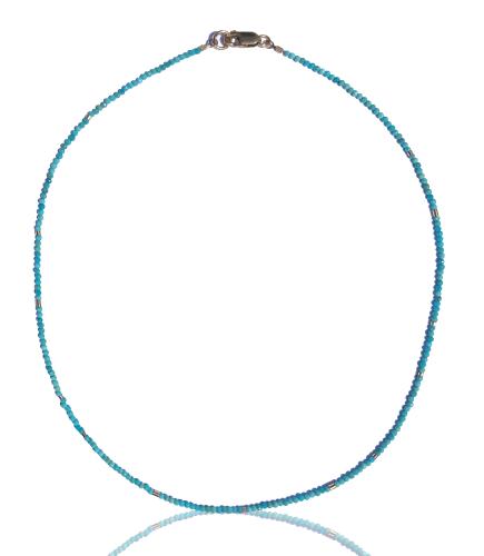 N-362 Sleeping Beauty Turquoise and 14K Gold filled beaded necklace by Kenneth Pillsworth