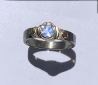 R-313 Faceted Labradorite Sterling and 14K Gold Niobium Ring by Kenneth Pillsworth