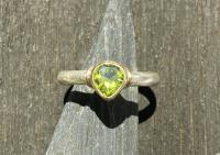 R-289 Faceted Peridot Sterling and 14K Gold Ring by Kenneth Pillsworth