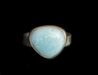 R-291 Larimar Sterling Silver and 14K Gold Ring by Kenneth Pillsworth