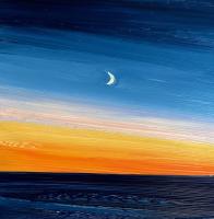 Sunset and a Crescent Moon by Rachael Cassiani