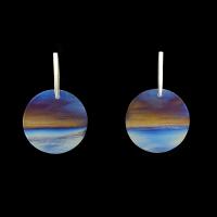 E-223 Flame Painted Titanium Sunset Post Earrings- Large by Kenneth Pillsworth