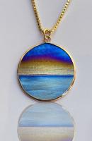 N-282 Titanium Flame Painting in 14K Goldfilled bezel by Kenneth Pillsworth