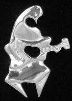 Bird Playing Guitar Pin by Jewelry Maley Estate
