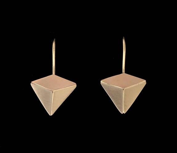 E-162 14K Gold Triangle Geometric Earrings by Kenneth Pillsworth