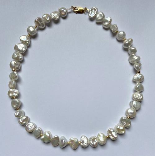 N-270 White Keshi Pearl and 14K Gold-filled accents by Kenneth Pillsworth