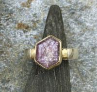 R-296 Ruby Sterling and 14K Gold Ring by Kenneth Pillsworth