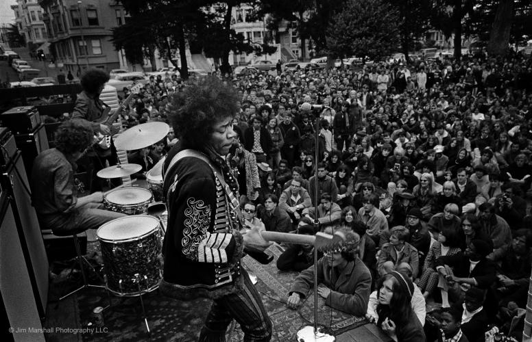Jimi Hendrix, Free concert in the Panhandle, San Francisco, 1967 by Jim Marshall