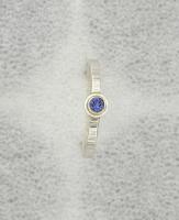 R-503 Tanzanite Hammered Sterling silver and 14K Gold Ring by Kenneth Pillsworth