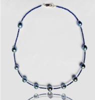 N-349 Tahitian Pearl and Sapphire Necklace by Kenneth Pillsworth