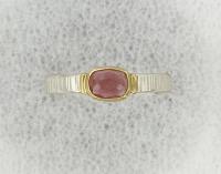 R-507 Pink Tourmaline Sterling Silver 14K gold Stacker by Kenneth Pillsworth