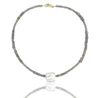 N-335 Keshi Pearl and Labradorite Necklace by Kenneth Pillsworth