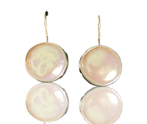 E-294 Large Coin Pearl Earrings by Kenneth Pillsworth