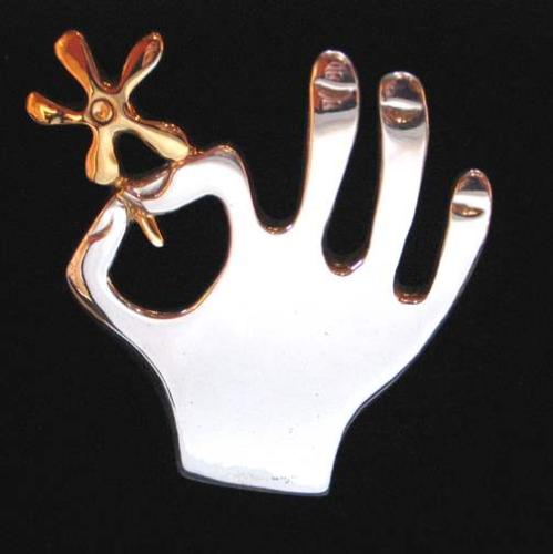 Hand Holding A Flower Pin-Silver and Vermeil by Jewelry Maley Estate