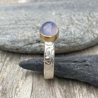 R-403 Blue Chalcedony with Textured Sterling Shank by Kenneth Pillsworth