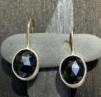 E-282 Faceted Black Spinel with 14K Gold wires by Kenneth Pillsworth