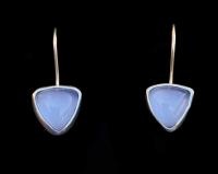 E-266 Blue Chalcedony Sterling Silver and 14K Gold Earrings by Kenneth Pillsworth