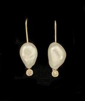 E-229 Keshi Pearls with Champagne Diamonds in 14K Gold by Kenneth Pillsworth