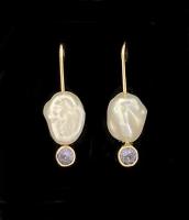 E-228 Keshi Pearls with Tanzanite and 14K Gold wires by Kenneth Pillsworth