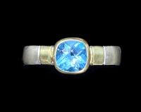 R-198 Faceted Blue Topaz set in 18K Green gold by Kenneth Pillsworth