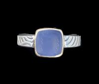 R-405 Blue Chalcedony with Textured band by Kenneth Pillsworth