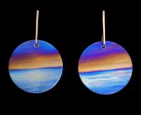 E-226 14K Gold Flame Painted Titanium Circles (Large) by Kenneth Pillsworth
